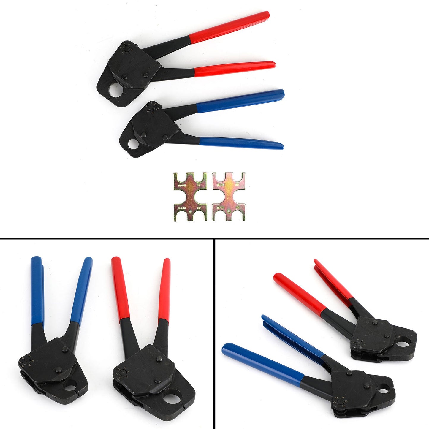 2 Pex Crimper 1/2" e 3/4" Plumbing Crimping Gonogo Set Angle Gauge Tools Combo