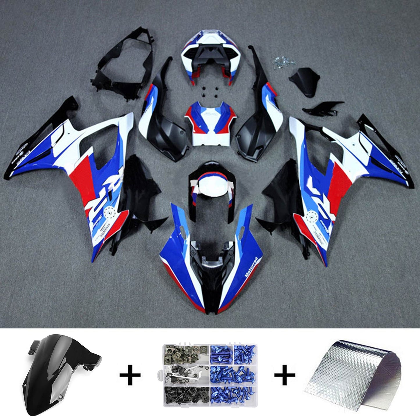 Amotopart 2019-2022 BMW S1000RR/M1000RR Kit di trigger blu bianco da corsa