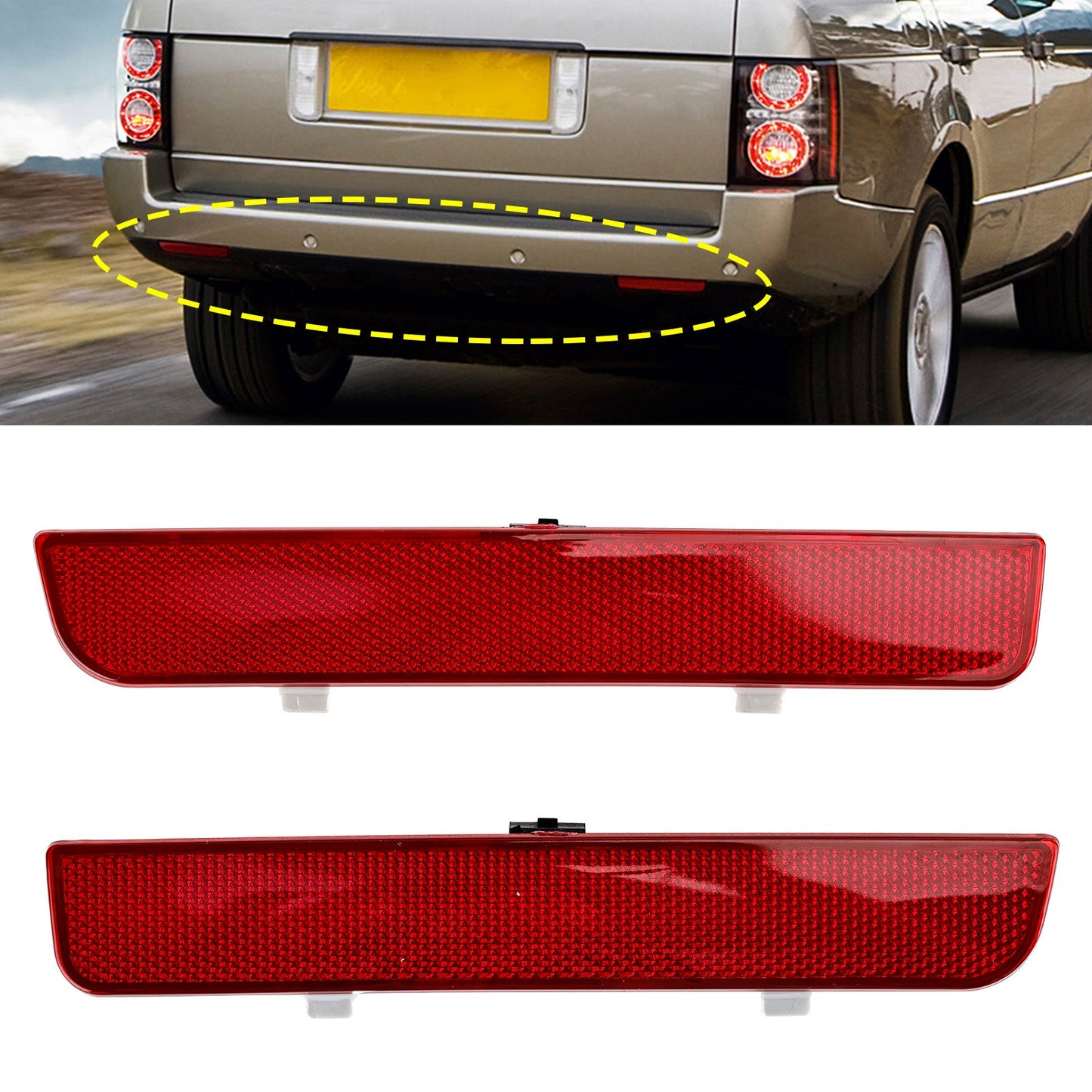 2x Rosso Paraurti Posteriore Riflettore Stop Luce Freno Per Range Rover L322 Freelander 2