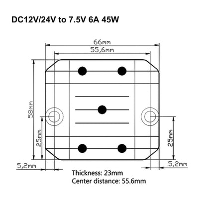 Regolatore di tensione CC Convertitore buck CC 12/24 V a 7,5 V 6 A 45 W Riduttore step-down