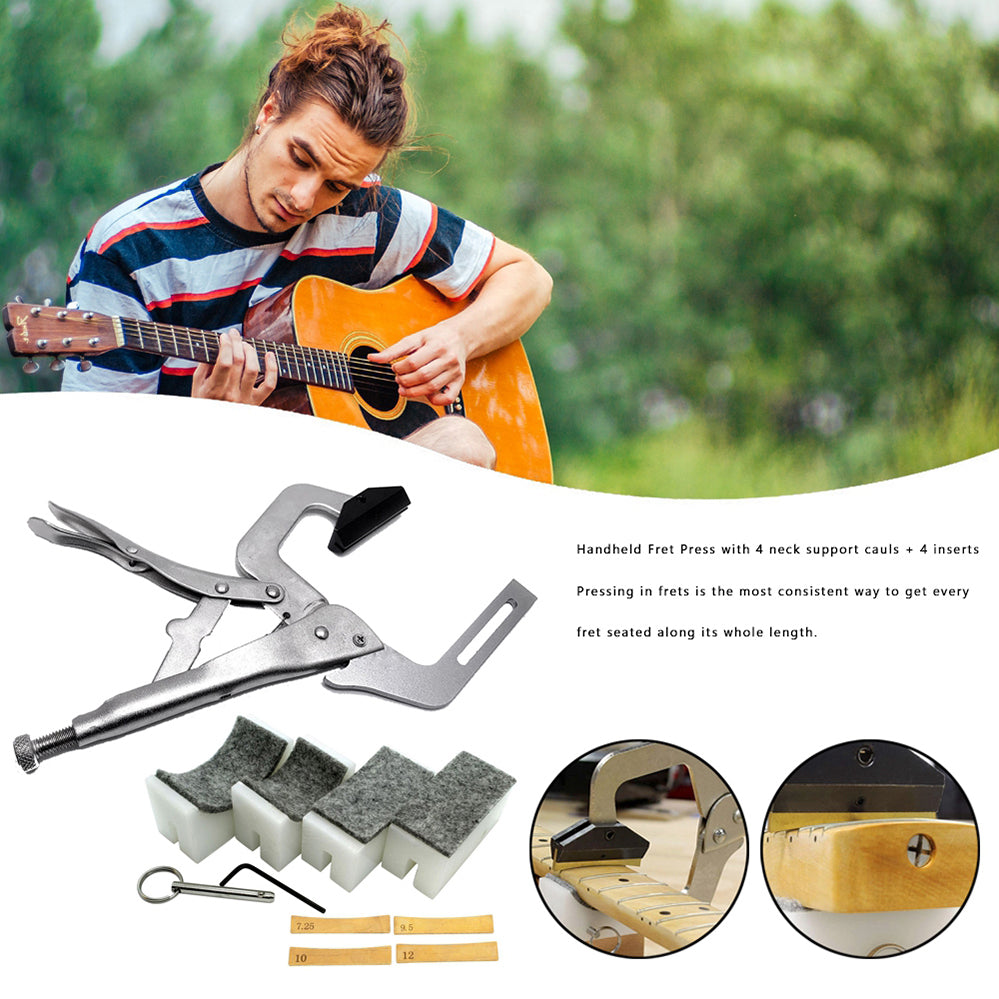 Morsetto per pressa per tasti per chitarra portatile con 4 presse per collo imbottite Strumento di riparazione per chitarra