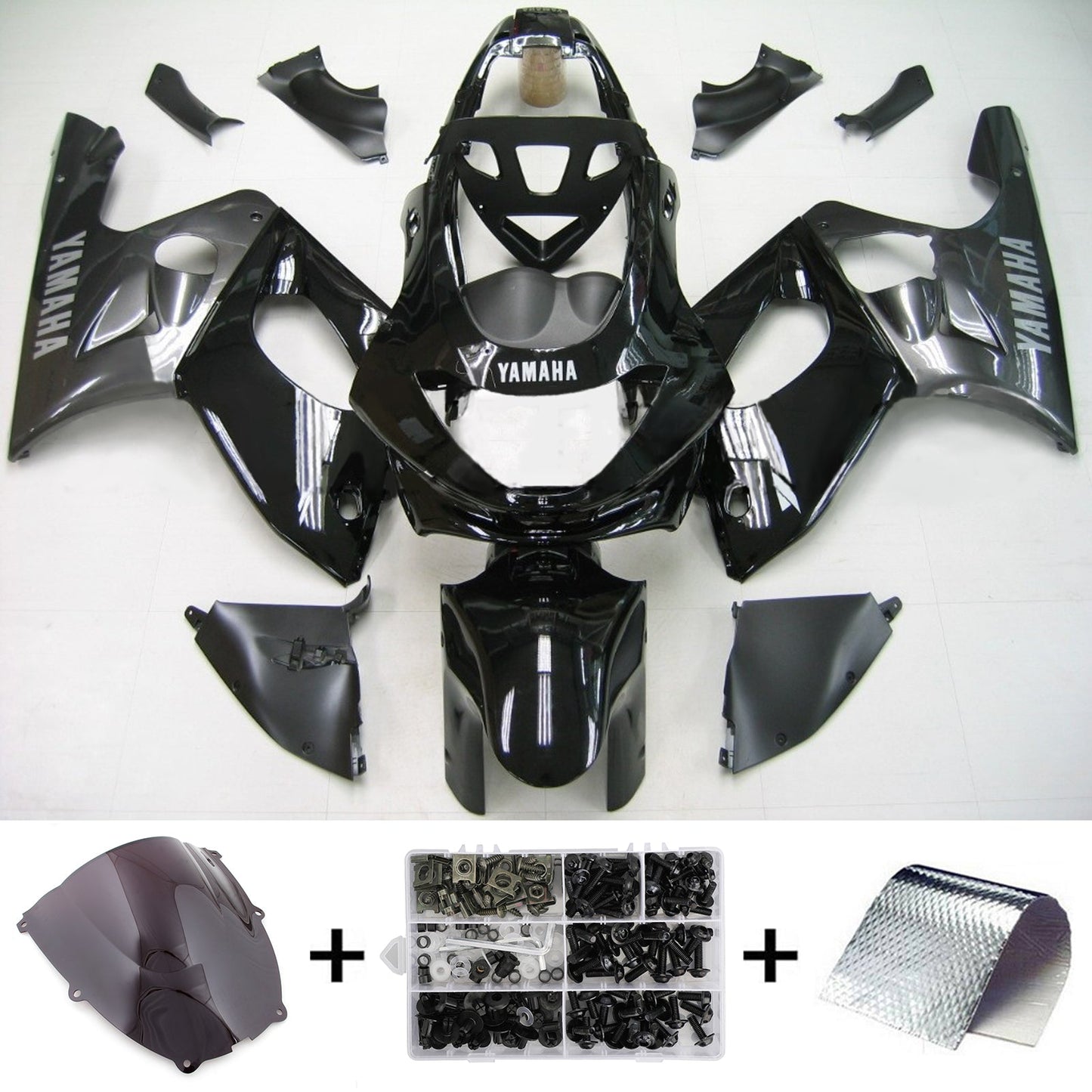 Amotopart Yamaha 1996-2007 YZF 600R Thundercat Black Sliver Kit