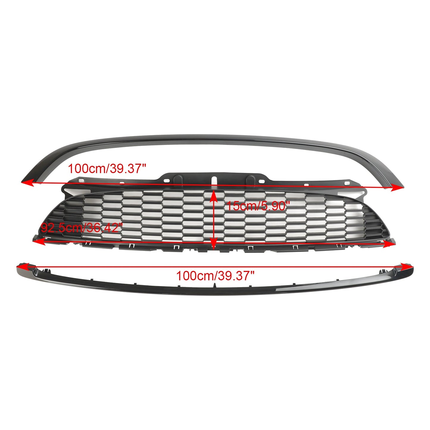 MINI R55 Cooper S e JCW 5 porte Estate 2008-2014 3 pezzi Griglia anteriore nera lucida