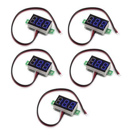 5x Mini DC 0-30V LED blu Pannello voltmetro a 3 display digitale calibrabile