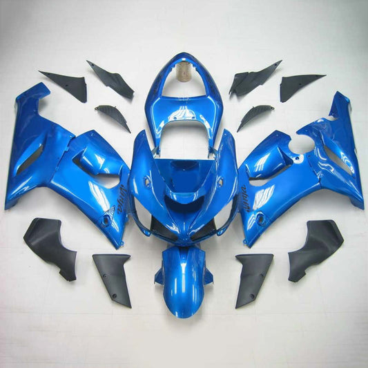 Amotopart Kawasaki 2005-2006 ZX6R 636 Kit di paura blu lucido