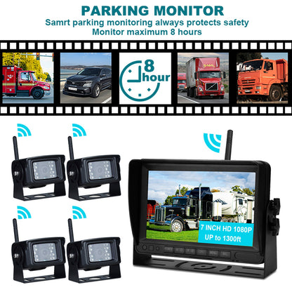 Kit telecamera di backup per retrovisione AHD 1080P wireless con display da 7 pollici per rimorchio per camion