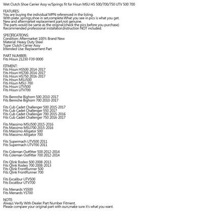 Wet Clutch Shoe Carrier Assy w/Molla per HISUN UTV ATV 500 700 COLEMAN BENNCH Generico