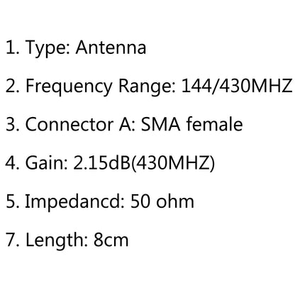 1 Pz Antenna HH-S518 + Dual Band 144/430 MHZ SMA Femmina Per Kenwood UV5R Radio 8 cm