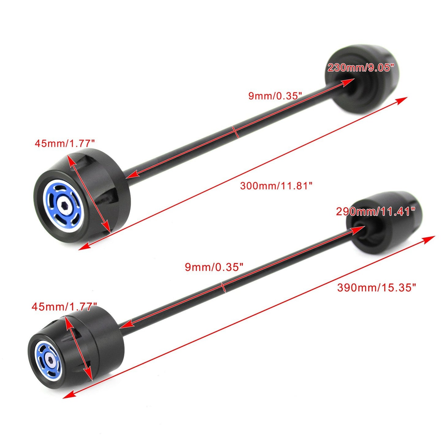 Asse ANTERIORE + POSTERIORE Forcella Slider Ruota Blu Fit per Ducati Scrambler 400 800 1100 Generico