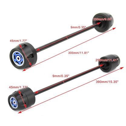 Asse ANTERIORE + POSTERIORE Forcella Slider Ruota Blu Fit per Ducati Scrambler 400 800 1100 Generico