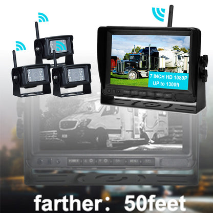 7" Display AHD 1080P Wireless 3CH Kit telecamera di retromarcia per rimorchio per camion