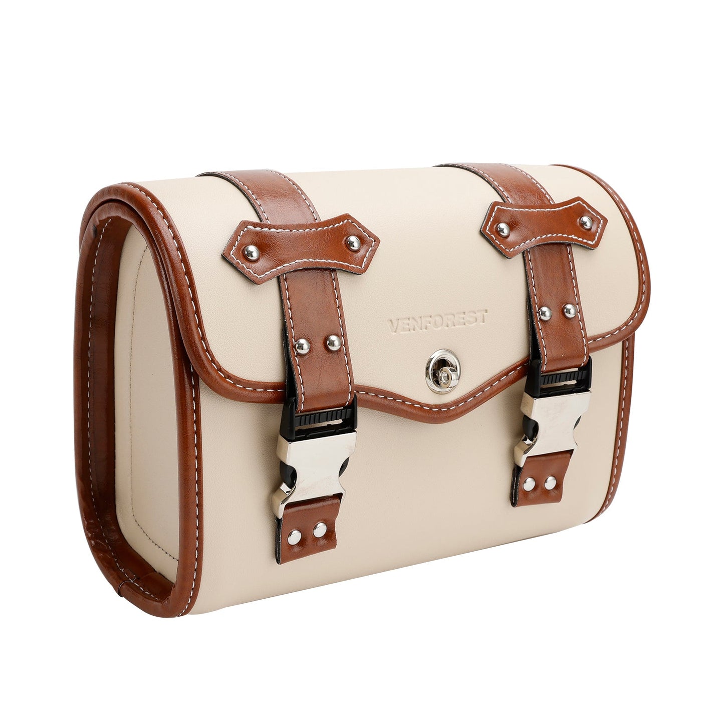Borsa per attrezzi laterale per borsa laterale Borsa universale in tinta unita per moto Marrone-Bianco