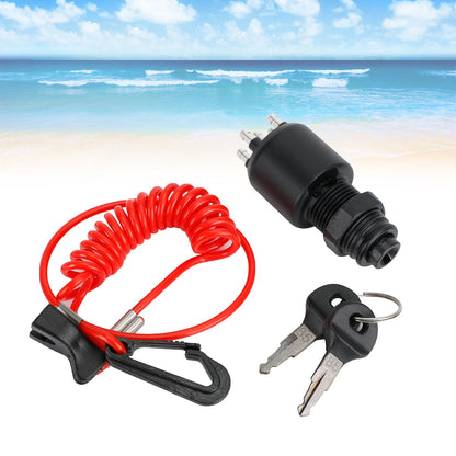 Interruttore a chiave di accensione e cordino di sicurezza adatto per Johnson Evinrude 5005801 175974