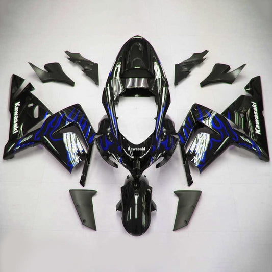 Amotopart Kawasaki 2004-2005 ZX10R Nero con kit di trigger di linea blu