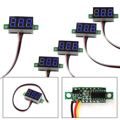 5x Mini DC 0-30V LED blu Pannello voltmetro a 3 display digitale calibrabile