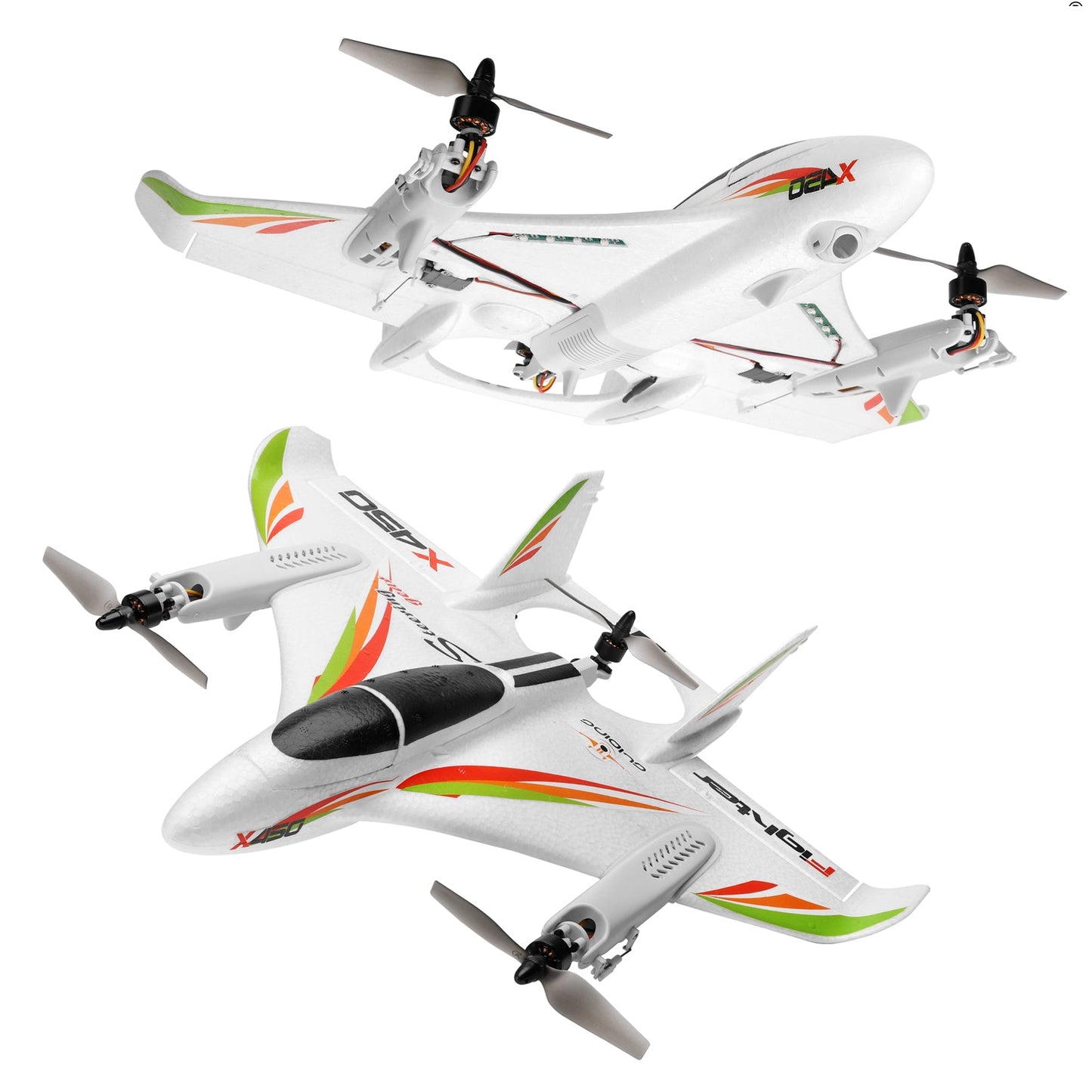 WLtoys XK X450 RC Airplane Brushless 2.4G 6CH 3D/6G LED ad ala fissa RTF