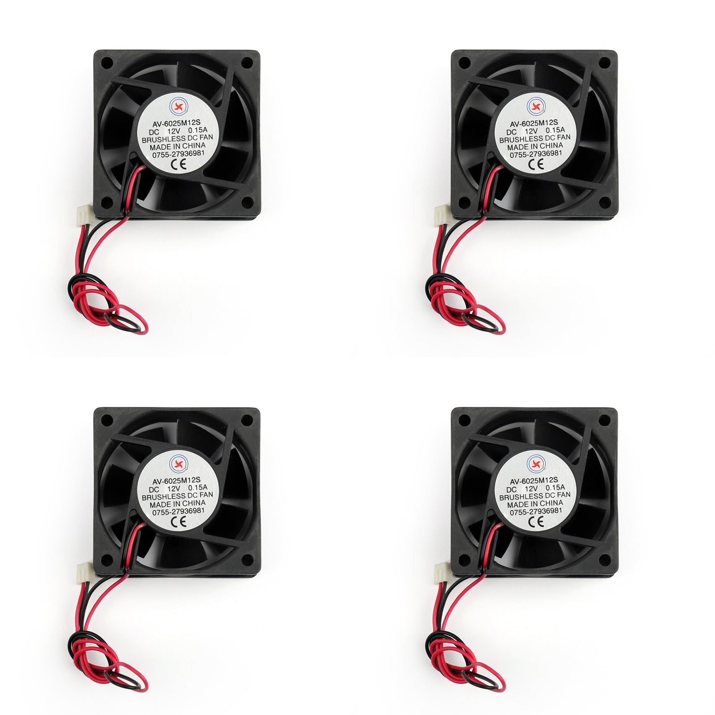 Ventola di raffreddamento senza spazzole CC 4 pezzi 12V 0.15A 6025s 60x60x25mm Ventola per computer CUP a 2 pin