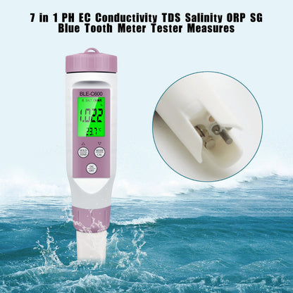 7 in 1 PH EC Conducibilità TDS Salinità ORP SG Blue Tooth Meter Tester Misure