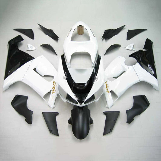 Amotopart Kawasaki 2005-2006 ZX6R 636 kit di paura nero bianco