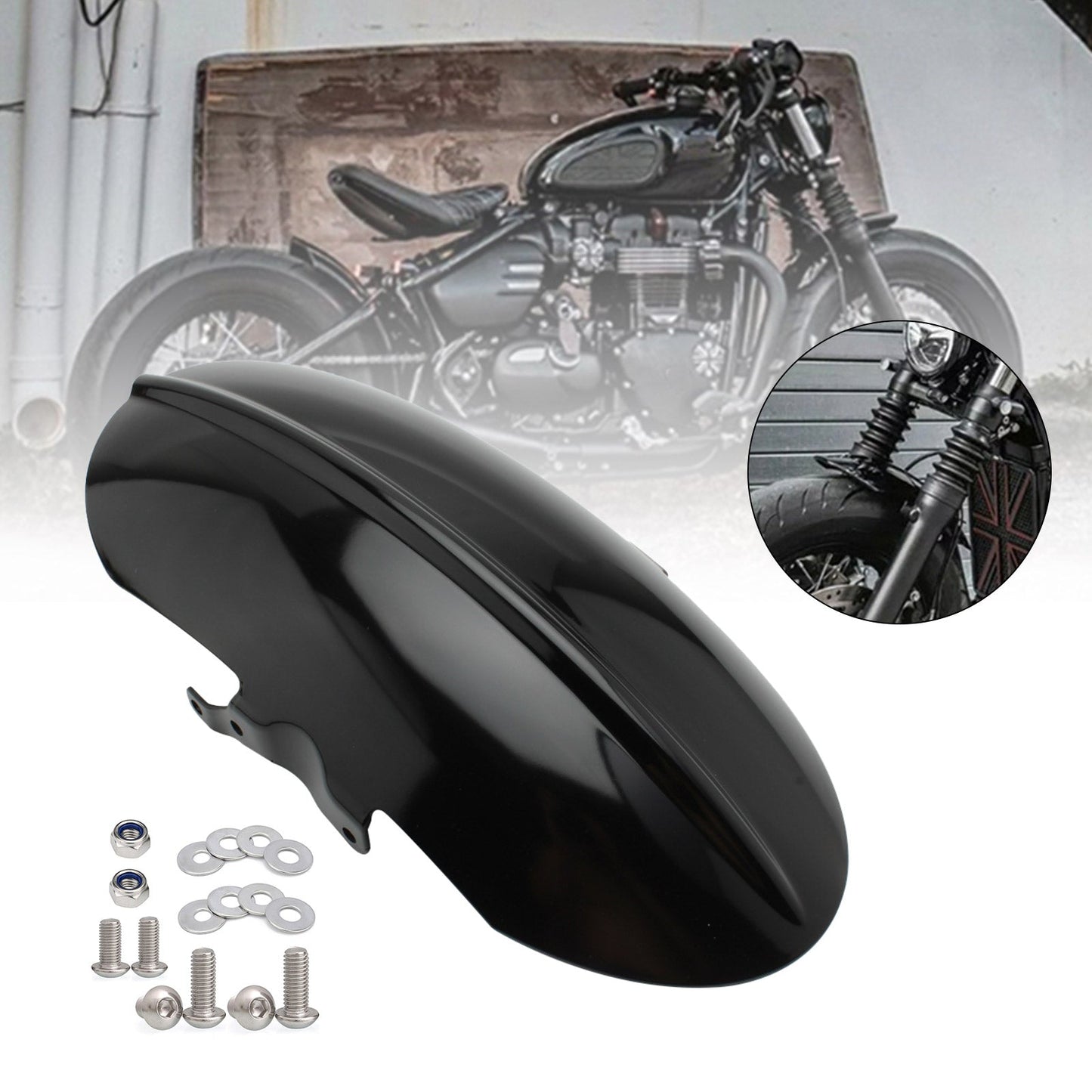 Parafango Anteriore Corto Adatto Per Bonneville Speedmaster Bobber Nero 1200 2018-2021 Generico