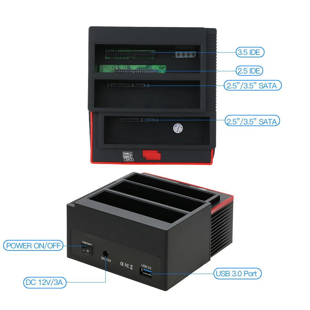 Multifunzione 2.5 3.5" HDD Docking Station UKB 3.0 Clone Hard Drive Card EU