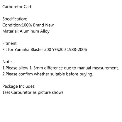 Carburatore Carb adatto per Yamaha BLASTER 200 YFS200 YFS 200 CARBY 1988-2006 Generico