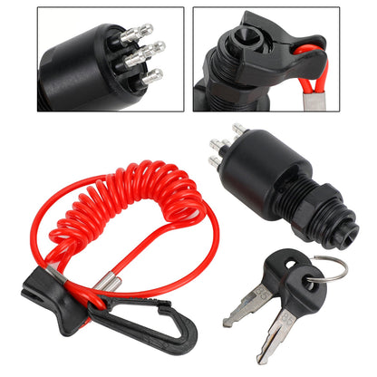 Interruttore a chiave di accensione e cordino di sicurezza adatto per Johnson Evinrude 5005801 175974