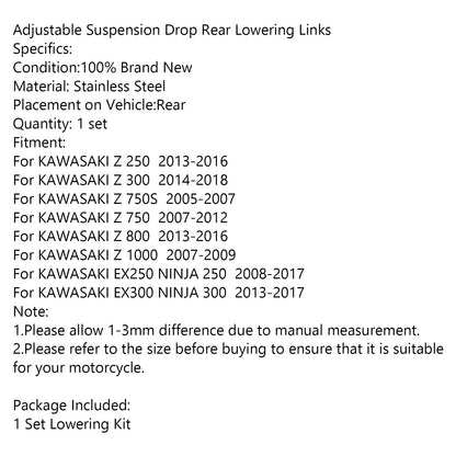 Abbassamento regolabile dei corredi di collegamento di goccia della sospensione per Kawasaki Z800 NINJA 250 300 generico