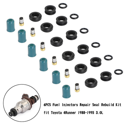 6PCS Iniettori di Carburante Riparazione Guarnizione Rebuild Kit fit Toyota 3VZE 1988-1995 3.0L Generico