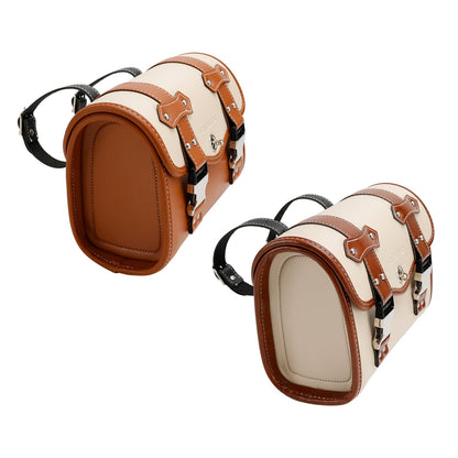 Borsa per attrezzi laterale per borsa laterale Borsa universale in tinta unita per moto Marrone-Bianco