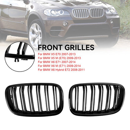 BMW X5 M (E70) 2009-2013 Paraurti anteriore griglia a rene nero lucido