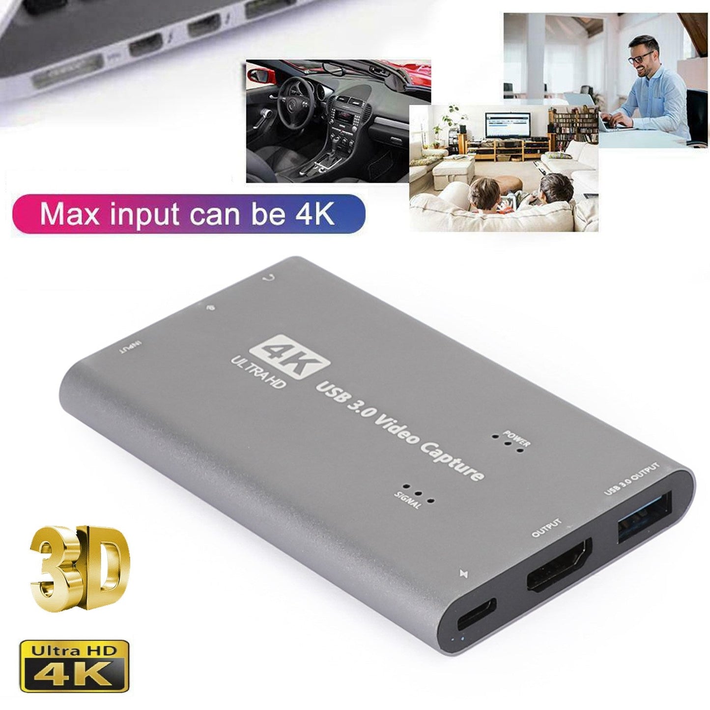 4K 1080p 60fps HD a USB 3.0 Video Capture Card Game Live Recorder Plug and Play