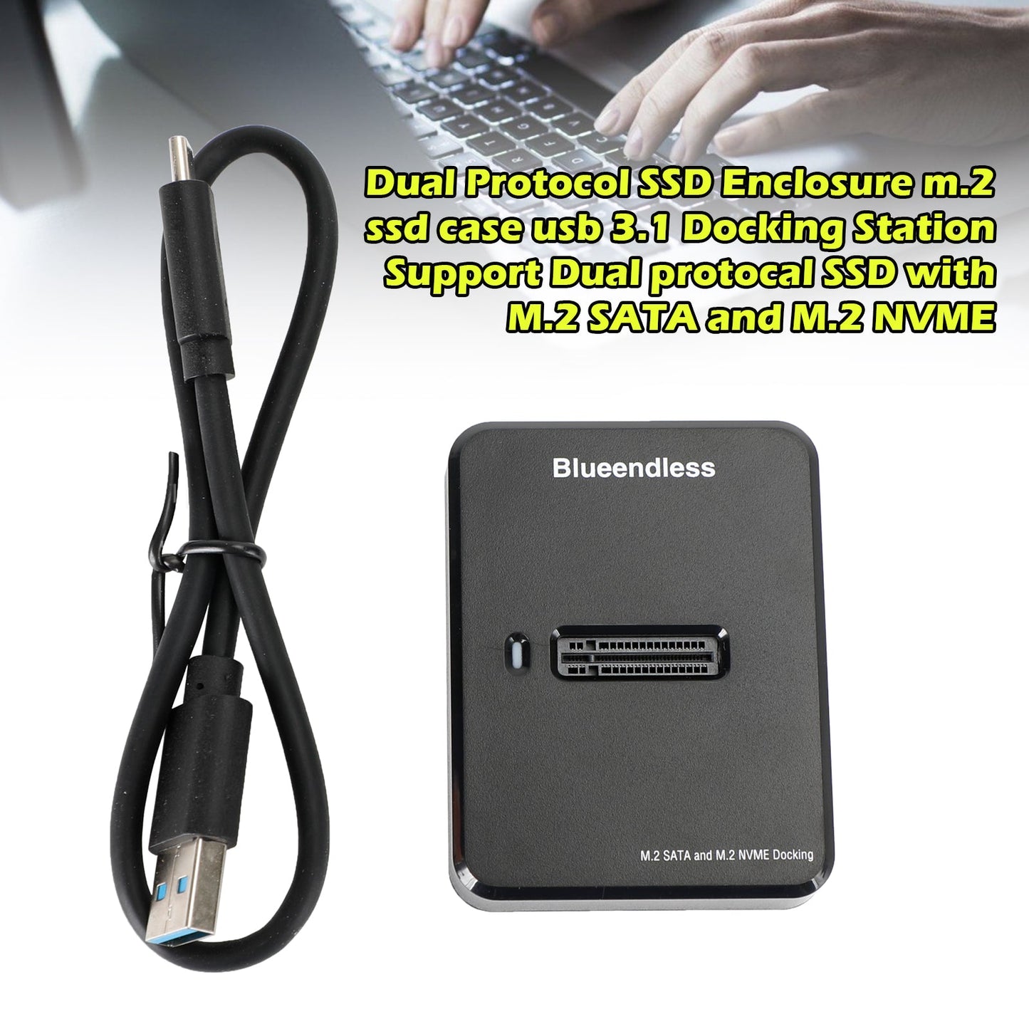 Supporto per docking station USB 3.1 SSD a doppio protocollo con M.2 SATA e M.2 NVME