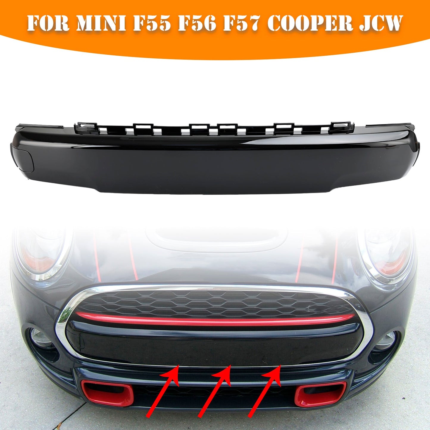 Copri targa anteriore nero lucido per Mini F55 F56 F57 Cooper JCW 51117337791