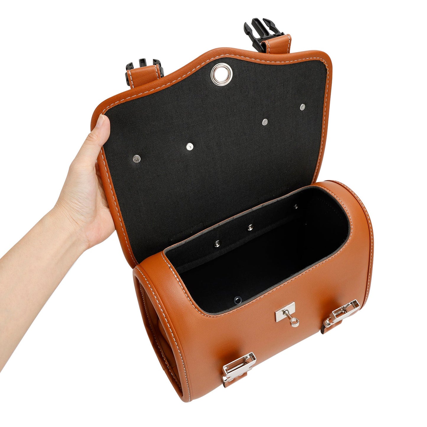 Borsa per attrezzi laterale per borsa laterale Borsa universale in tinta unita per moto Marrone-Bianco