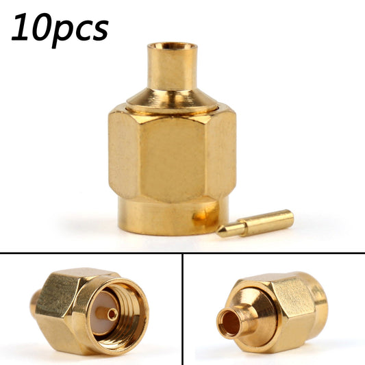 10Pcs Connettore SMA Spina Maschio A Saldare RG402 0.141" Cavo Semirigido Dritto
