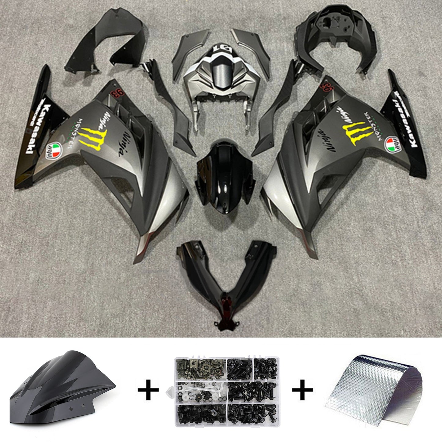 Amotopart Kawasaki EX300/Ninja300 2013-2017 Kit carena Carrozzeria Plastica ABS