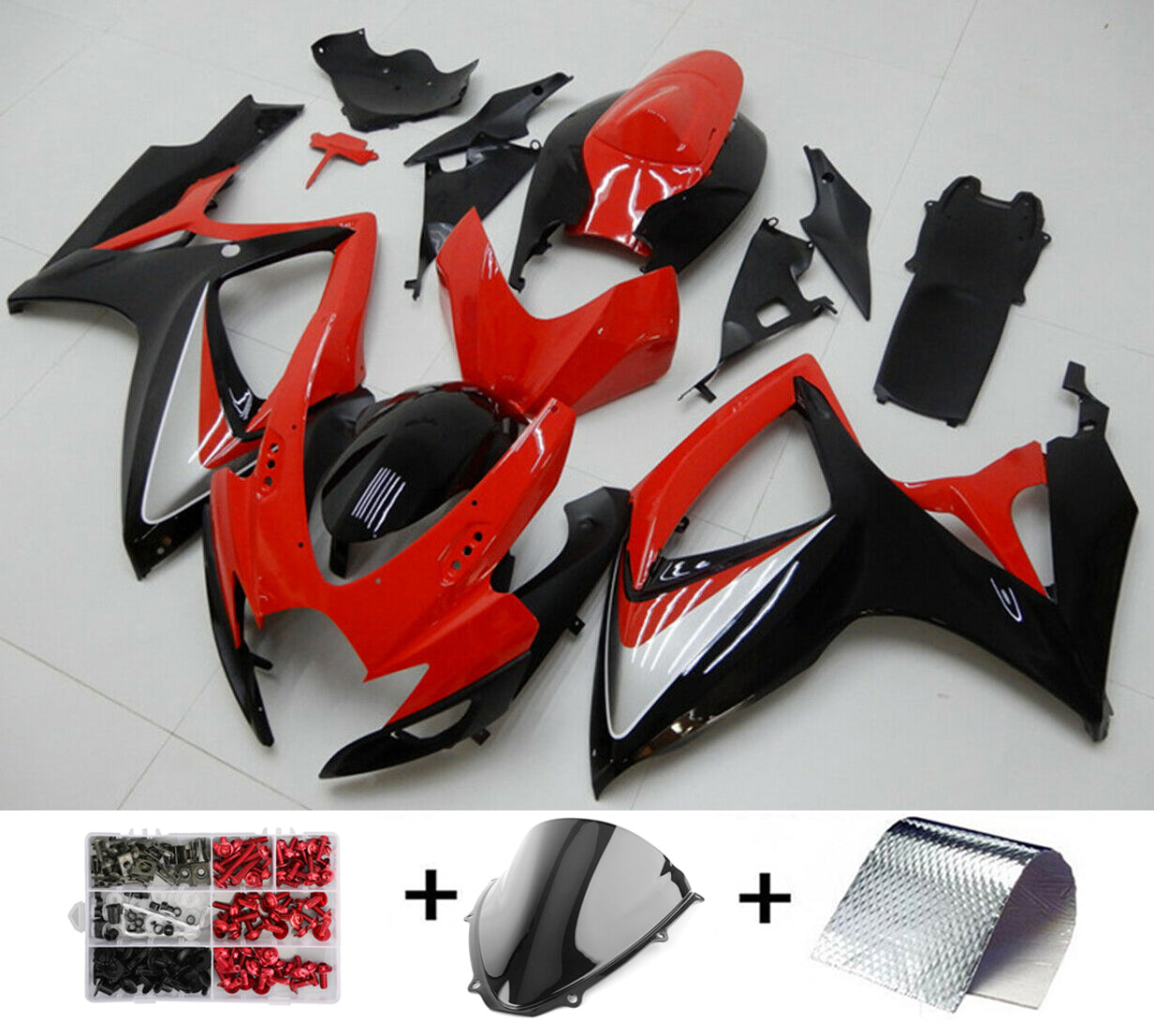 Amotopart Cladding Suzuki GSXR600 750 2006-2007 Abbigliamento vestiti rosso kit di travestimento nero