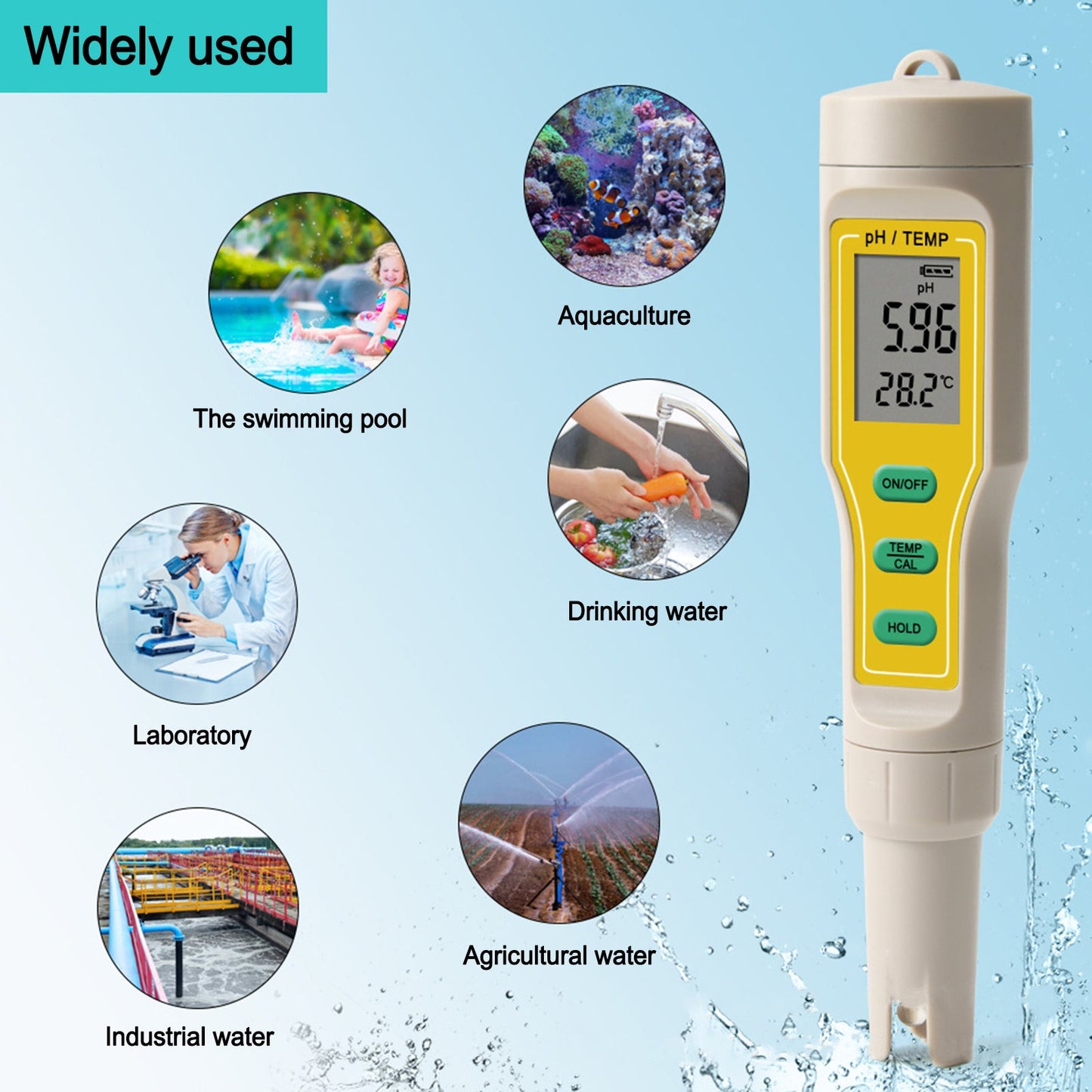 Digital PH TEMP Tester Meter Pen per acquario piscina vino acqua laboratorio cibo