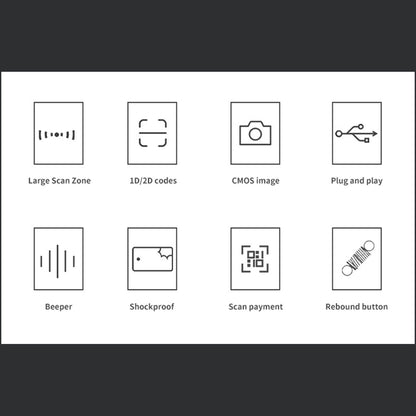 Scanner automatico di codici a barre a scansione laser USB 2 in 1 Pistola per lettore di codici 1D + 2D con supporto