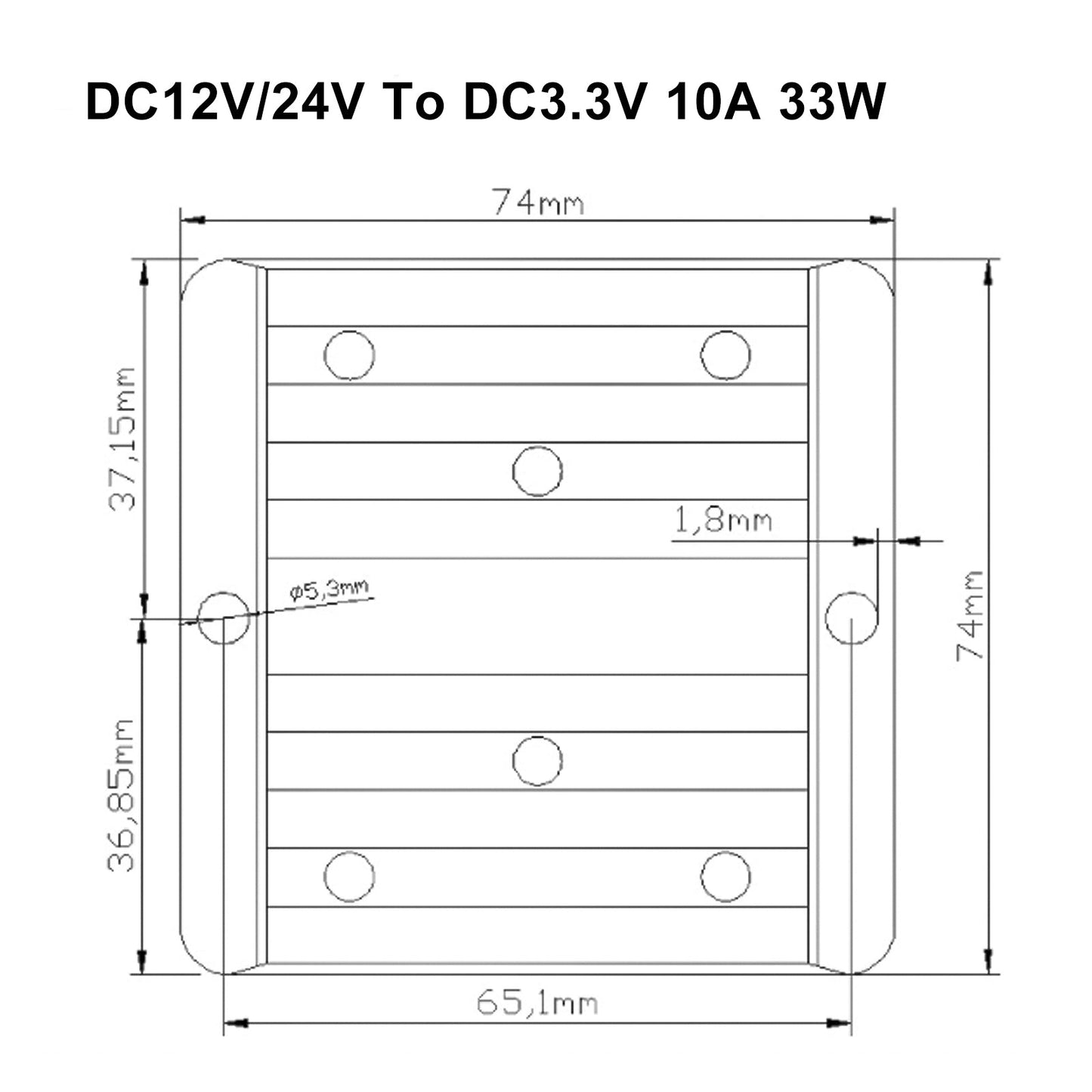 Convertitore buck CC/CC step-down da 12 V/24 V a 3,3 V 10 A Modulo di alimentazione del regolatore