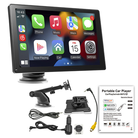 Lettore MP5 per auto da 9" Apple Carplay/Android Auto Auto Radio Bluetooth 4 Fotocamera LED