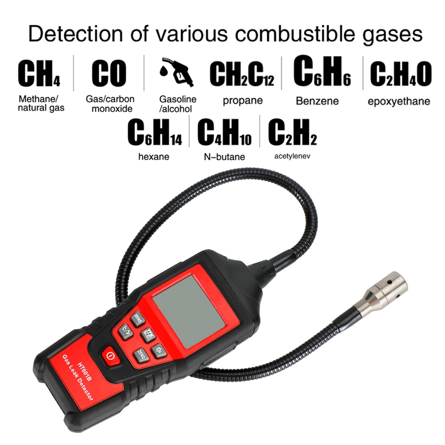 Rilevatore di fughe di gas Rilevatore di gas combustibile portatile Tester LCD Perdite visive