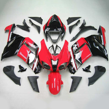 Amotopart Kawasaki 2007-2008 ZX6R 636 Red Black Fearing Kit