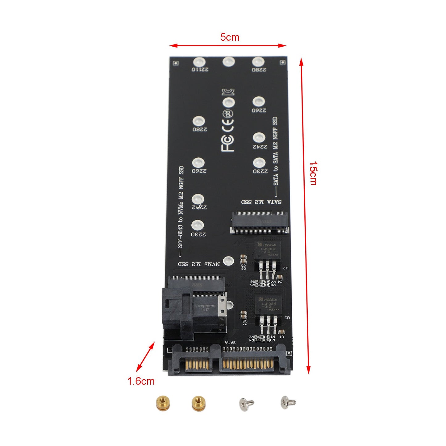 Disco rigido M2 da SFF-8643 a U2 NGFF Adattatore M-Key da M-Key a HD SAS NVME PCIe SSD SATA