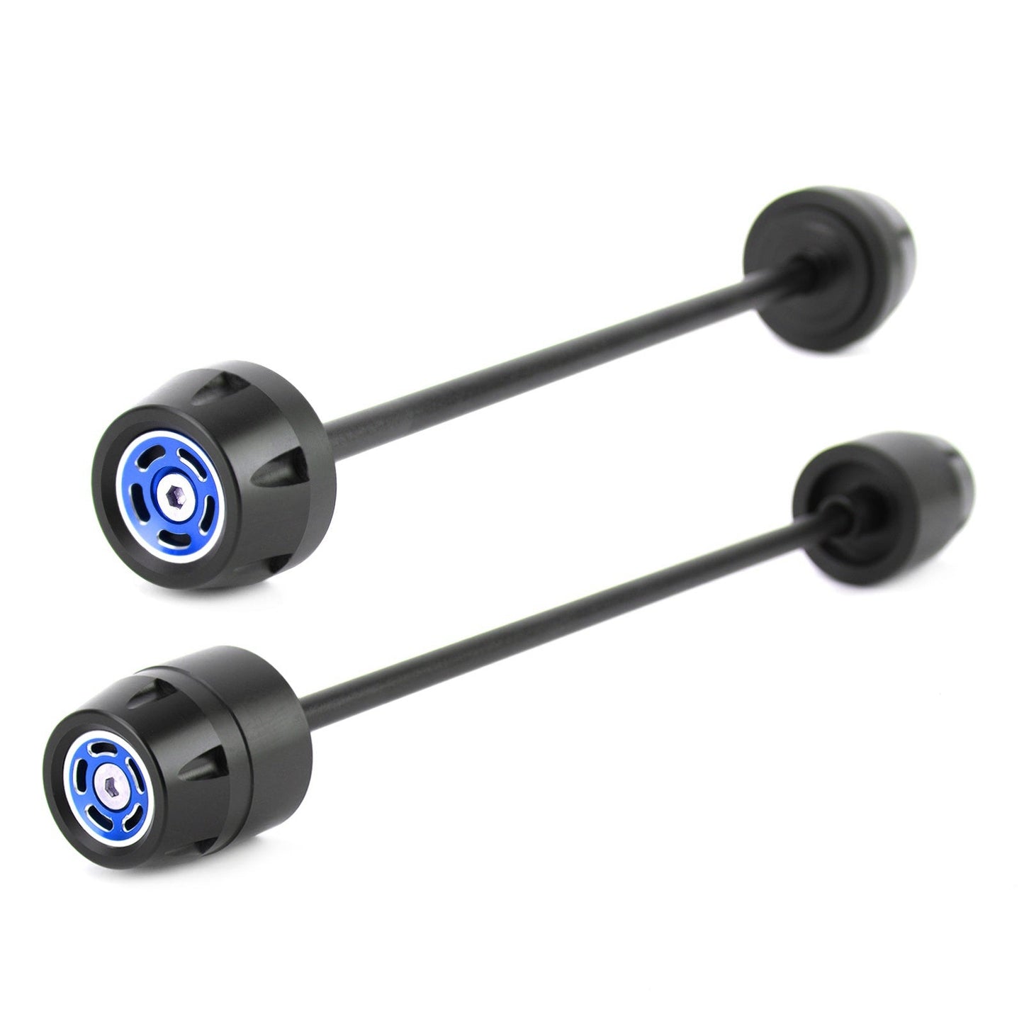 Asse ANTERIORE + POSTERIORE Forcella Slider Ruota Blu Fit per Ducati Scrambler 400 800 1100 Generico