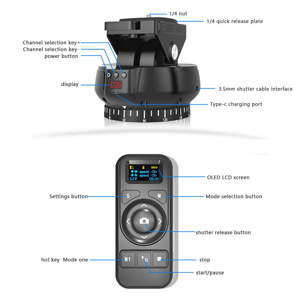 Inclinazione panoramica della testa rotante a 360° Adatto per telefoni cellulari/fotocamere ecc