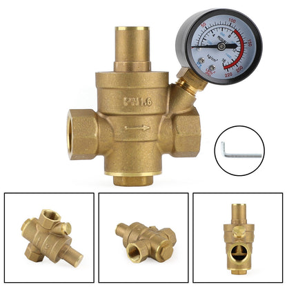 DN15 Riduttore Regolatore Pressione Acqua Regolabile 1/2" In Ottone Con Misuratore Generico