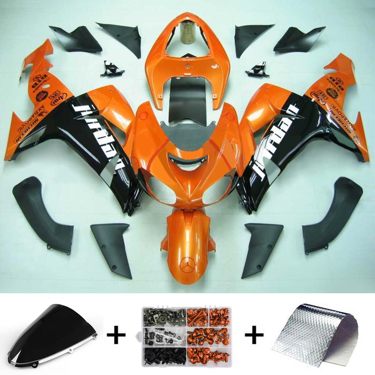 Amotopart Kawasaki ZX10R 2006-2007 Kit di vestia arancione Glossisy