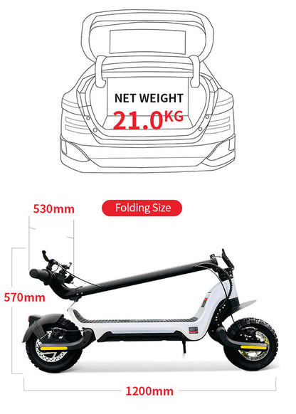 SCOOTER ELETTRICO 800W E-SCOOTER PIEGHEVOLE AUTONOMIA 50KM 10" OFF ROAD 15AH 45KM/H